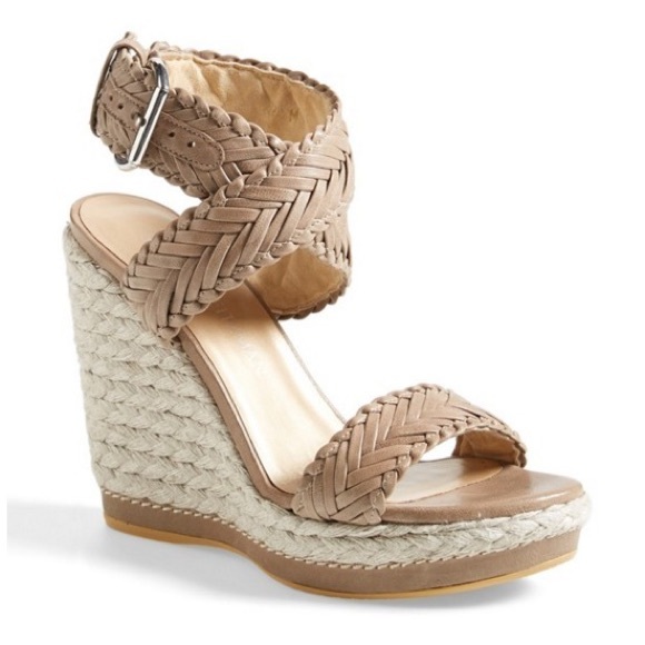 Stuart Weitzman Elixir Wedge Sandals Natural 8.5